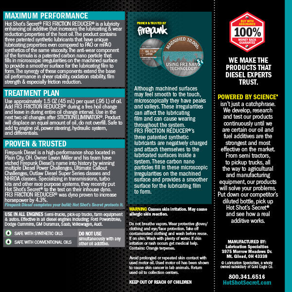 HOT SHOT'S SECRET OIL FRICTION REDUCER